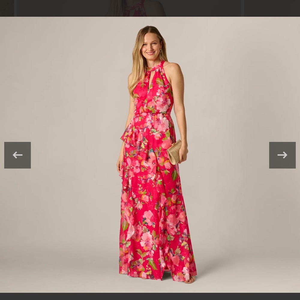 Adrianna Papell Pink Floral Maxi Dress
